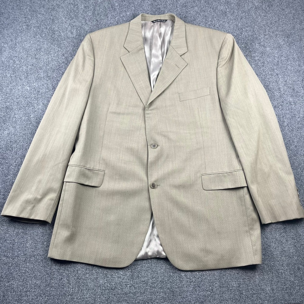 Jack Victor Mens 46L Tan Wool 3 Button Blazer Sport Coat Made Canada